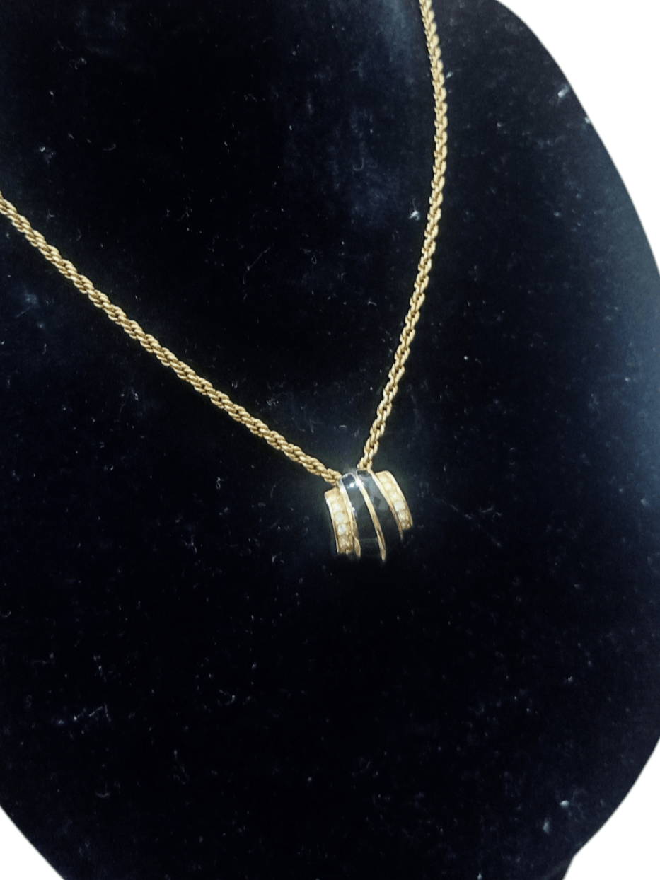 Dior Christian Dior Necklace Gold Clear Black Stone Size ONE SIZE - 3 Thumbnail
