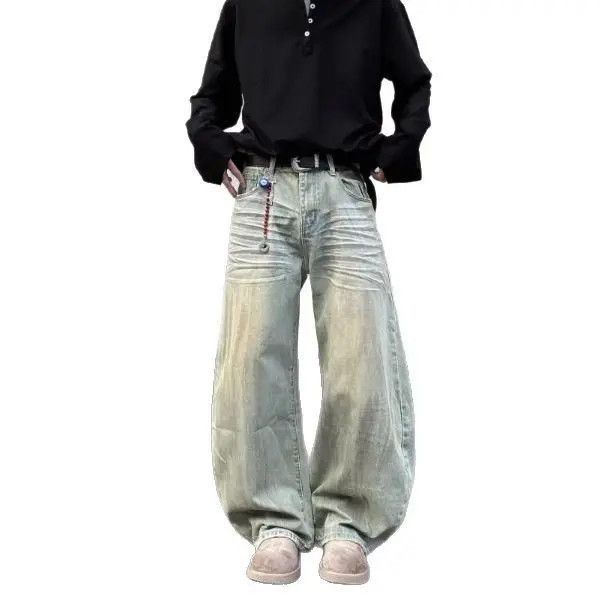 Japanese Brand Retro loose dirty dyed cat whisker jeans Size US 32 / EU 48 - 5 Thumbnail