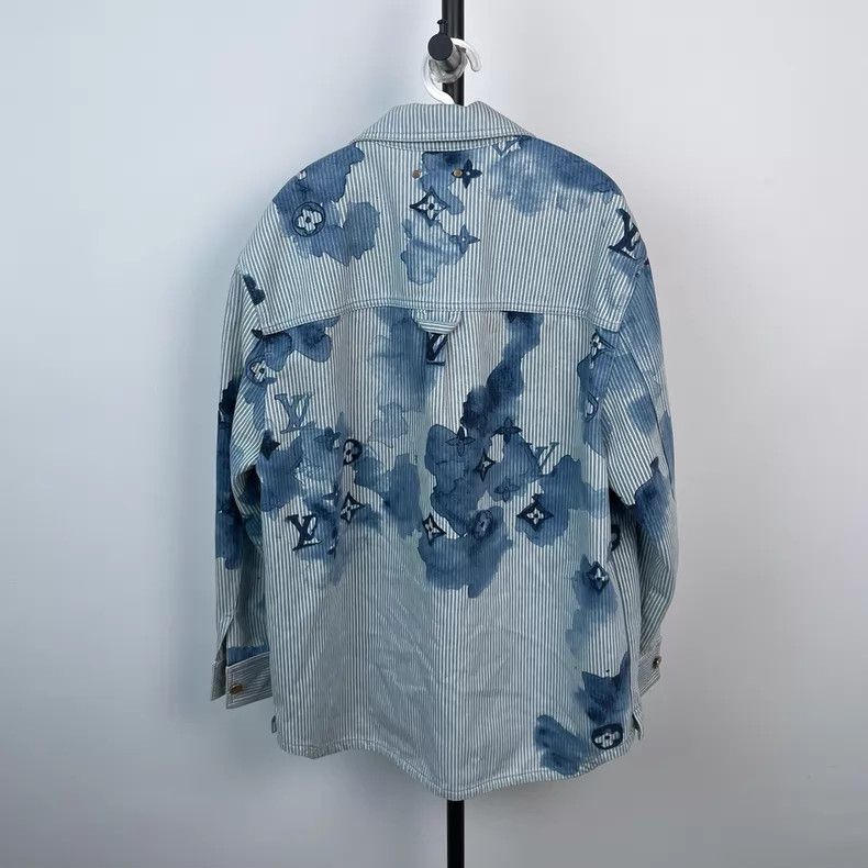 Louis Vuitton Louis Vuitton Blue ink stripe smudged logo long shirt Size US M / EU 48-50 / 2 - 2 Thumbnail