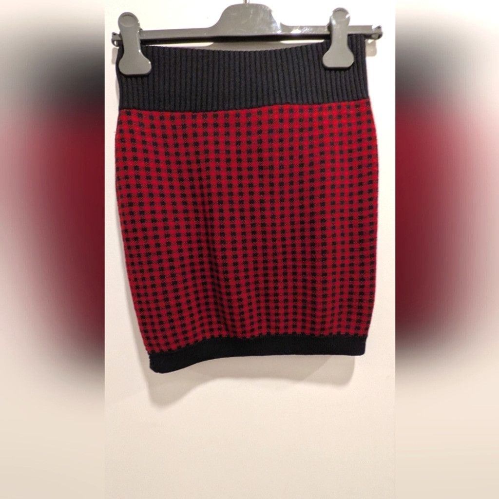 No. 21 N°21 Red & Black Checked Knit Zip Mini Skirt Size 27" / US 4 / IT 40 - 5 Thumbnail