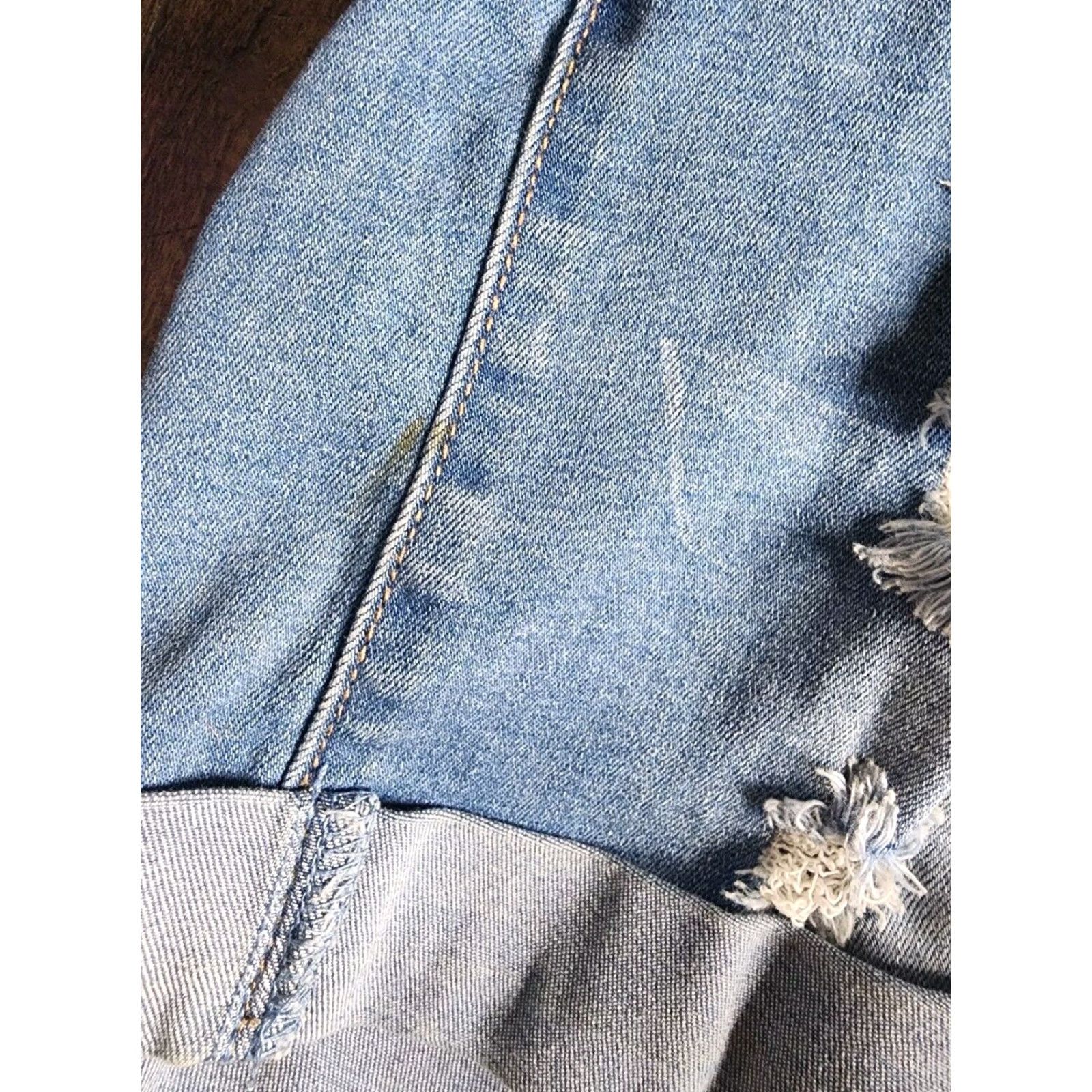 Vintage Juniors 5 SWEET LOOK Distressed Denim Shorts Overalls Shortalls Denim Blue Cotton Blend Jeans Shorts Distressed 5 Denim Sweet Look Size 27" / US 4 / IT 40 - 3 Thumbnail