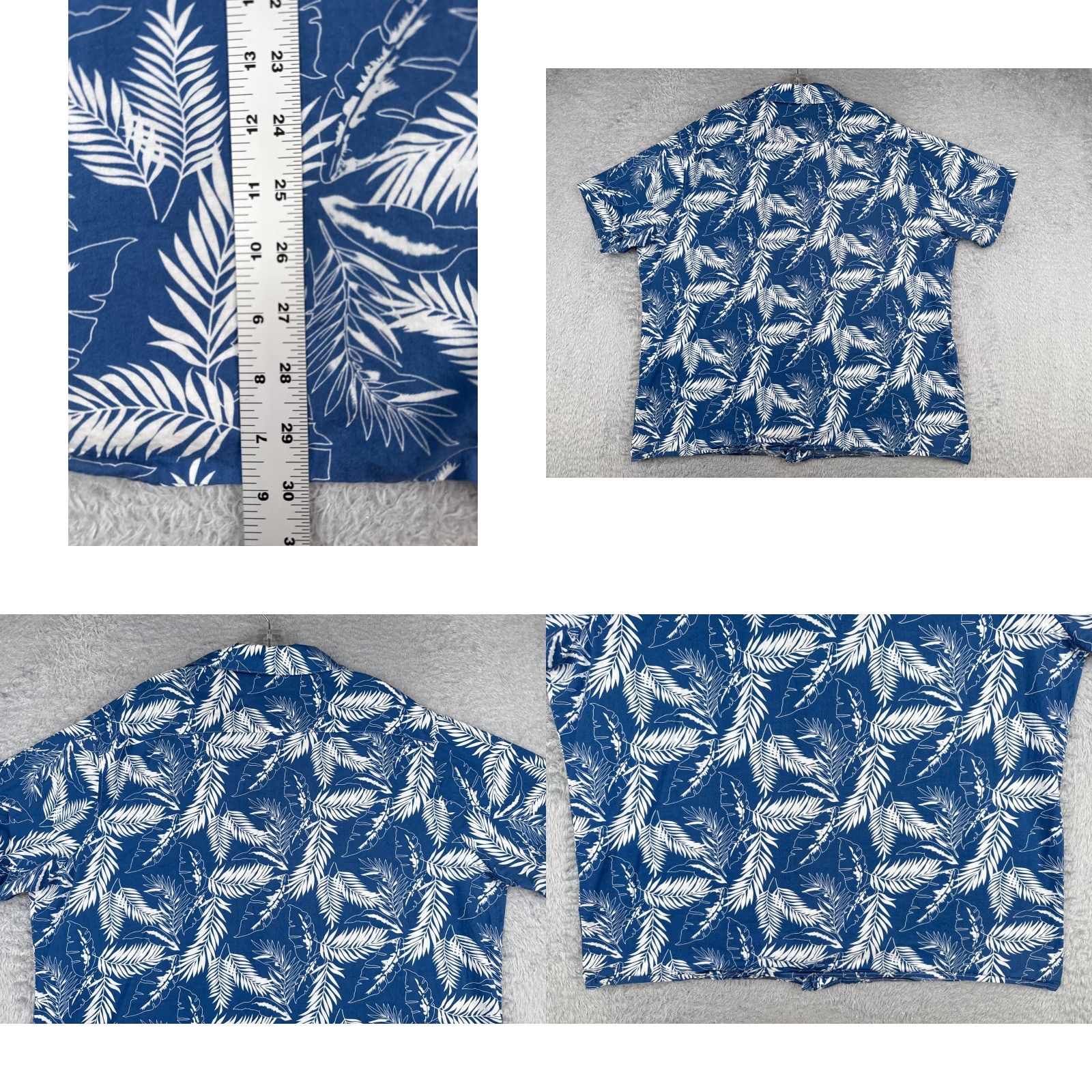 Vintage Coofandy Shirt Men 3XL Blue White Palm Leaf Print 100% Cotton Hawaiian Button-Up Casual Formal Size US XXL / EU 58 / 5 - 9 Thumbnail