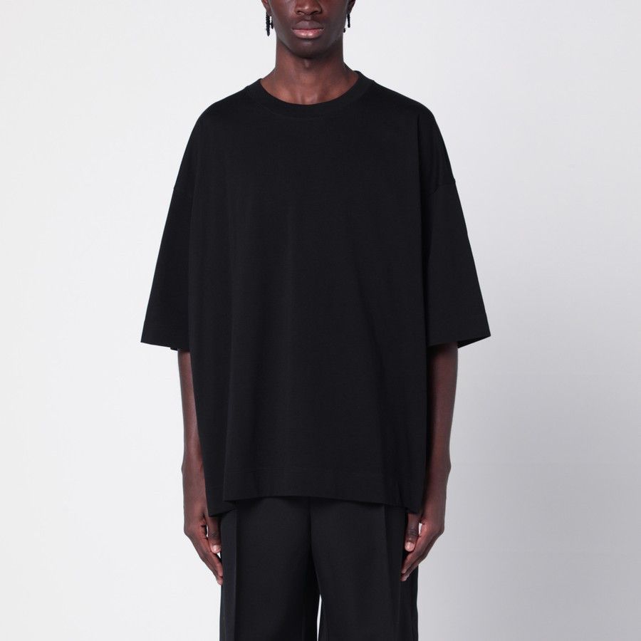 Dries Van Noten o1d2blof0225 Oversized Cotton T-Shirt in Black Size US M / EU 48-50 / 2 - 1 Thumbnail