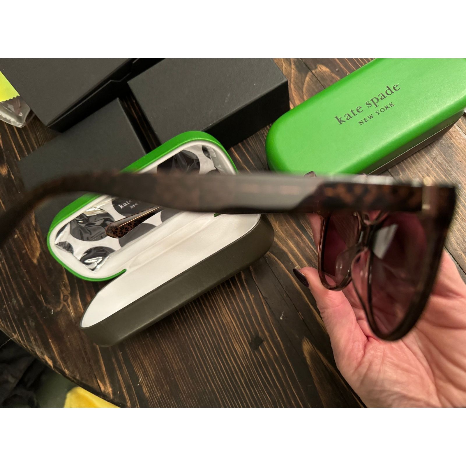 Kate Spade Kate Spade Brown Pattern 56mm Daesha Cat Eye Sunglasses Size ONE SIZE - 6 Thumbnail