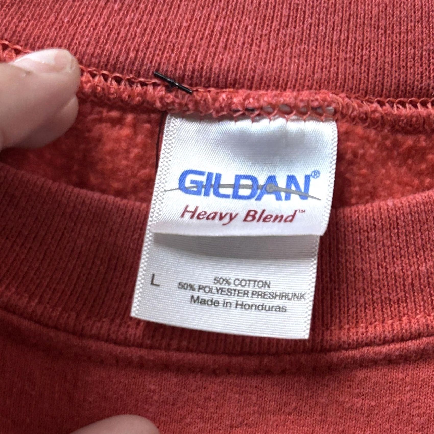 Gildan Y2K Autumn Leaves Sweatshirt Mens Large Red Gildan Heavy Blend Fleece Pullover Size US L / EU 52-54 / 3 - 3 Thumbnail