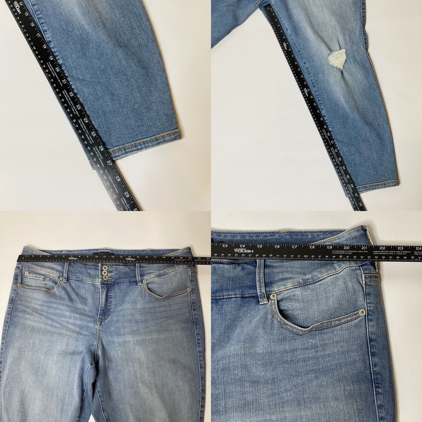Torrid Torrid Premium Destroyed Jegging Jeans Light Wash Blue Denim Size 24 R Size 42" / US 20 - 8 Thumbnail
