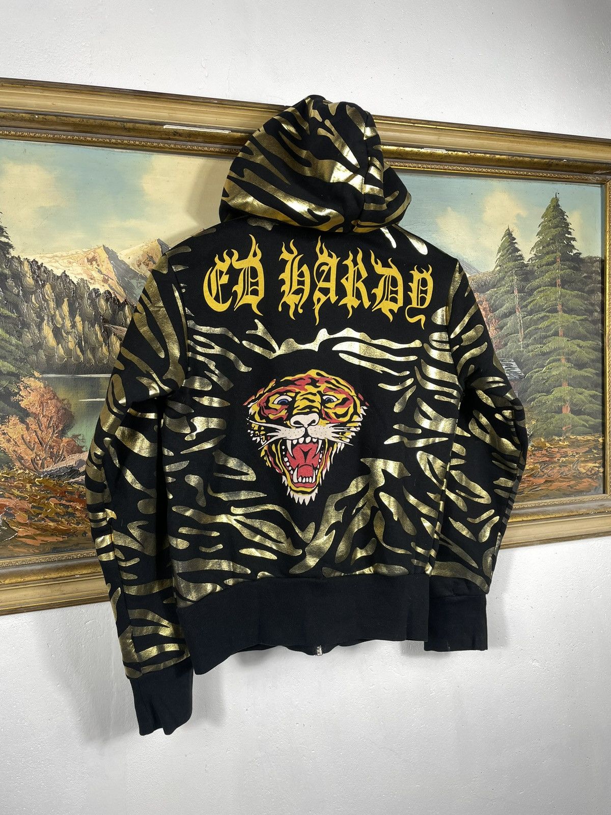 Christian Audigier × Ed Hardy × Vintage Ed Hardy Retro 00s Hoodie With Crystals Affliction Grunge Size US XS / EU 42 / 0 - 7 Thumbnail