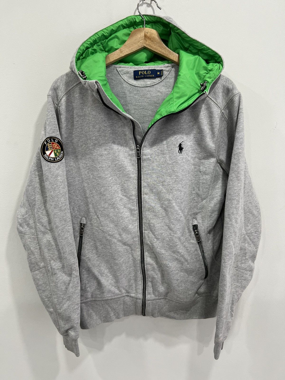 トップス polo Ralph Lauren grunge parka y2k gray Polo Ralph Lauren Men's Grey Plaid Lined Hood Polo Bear Fleece