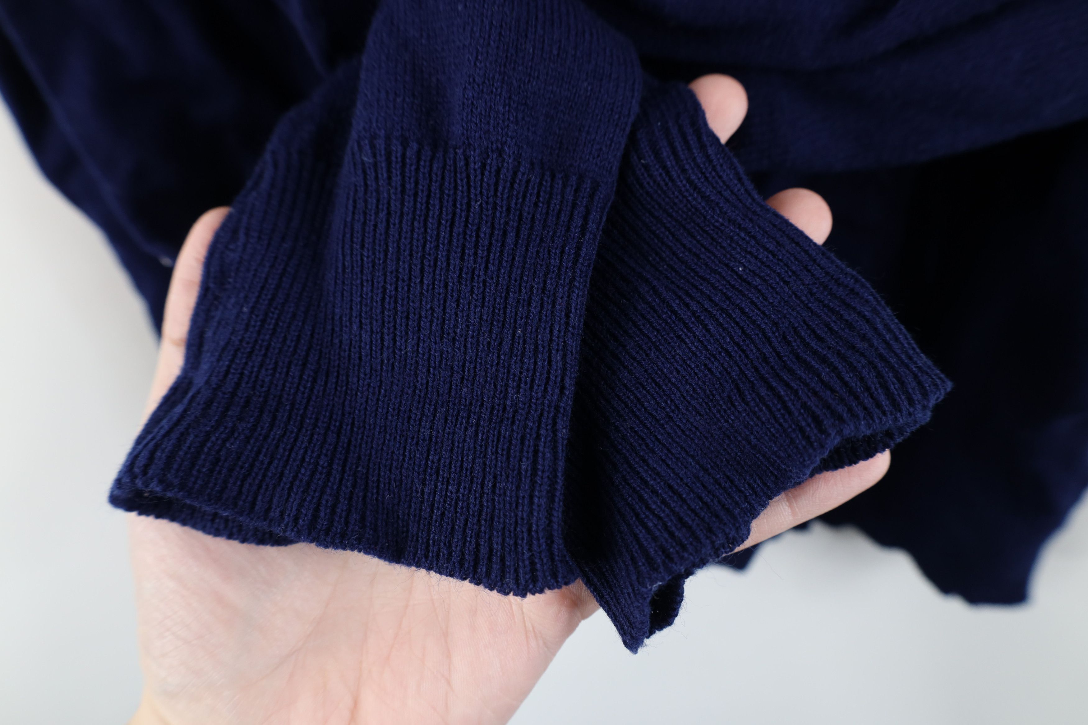 Vintage Vintage 70s Streetwear Cable Knit Collared Sweater Navy Blue Size US L / EU 52-54 / 3 - 6 Thumbnail