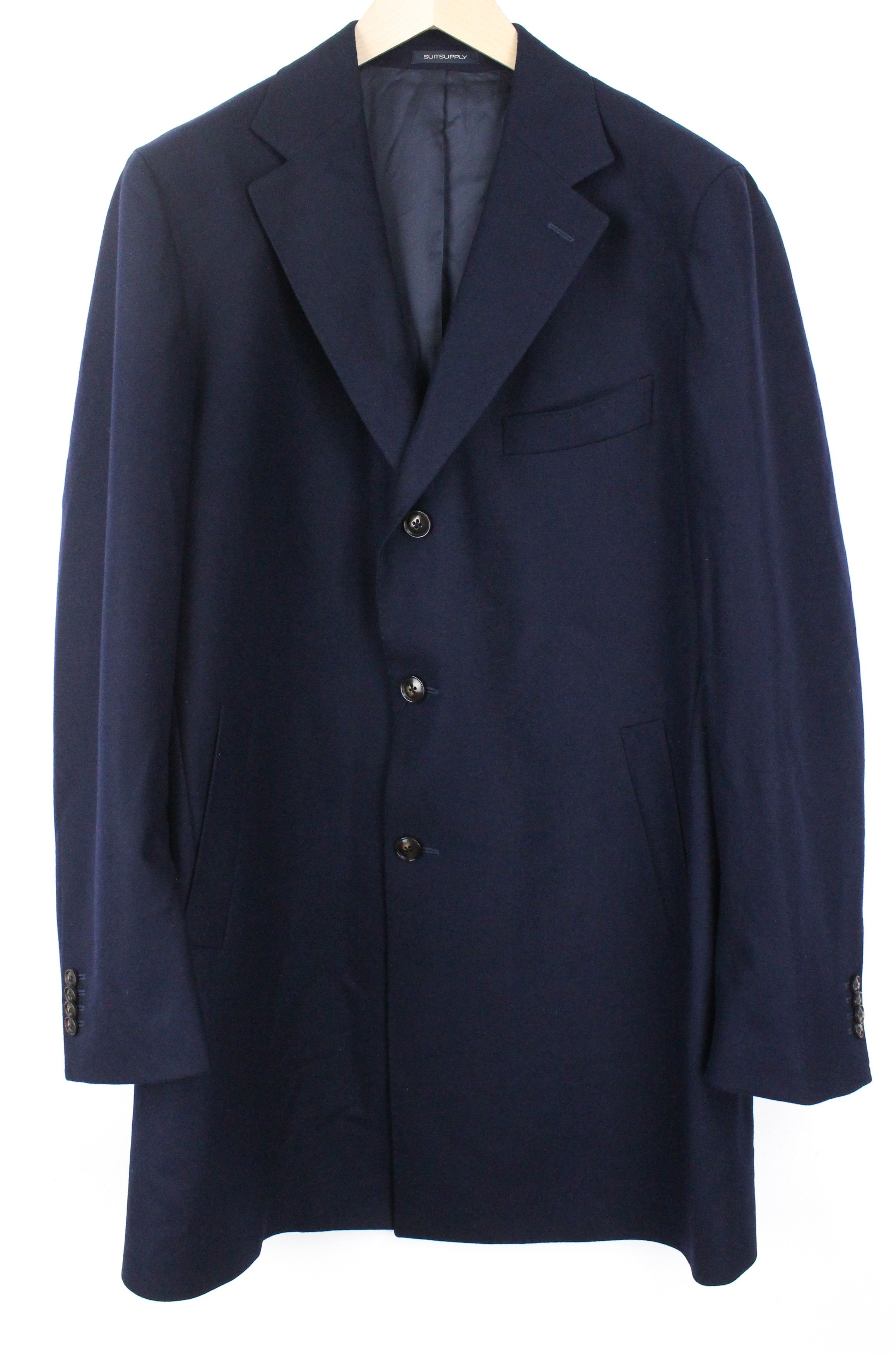 Suitsupply VICENZA UK48R Navy Wool Flannel Coat 66699 Size US XXL / EU 58 / 5 - 1 Thumbnail