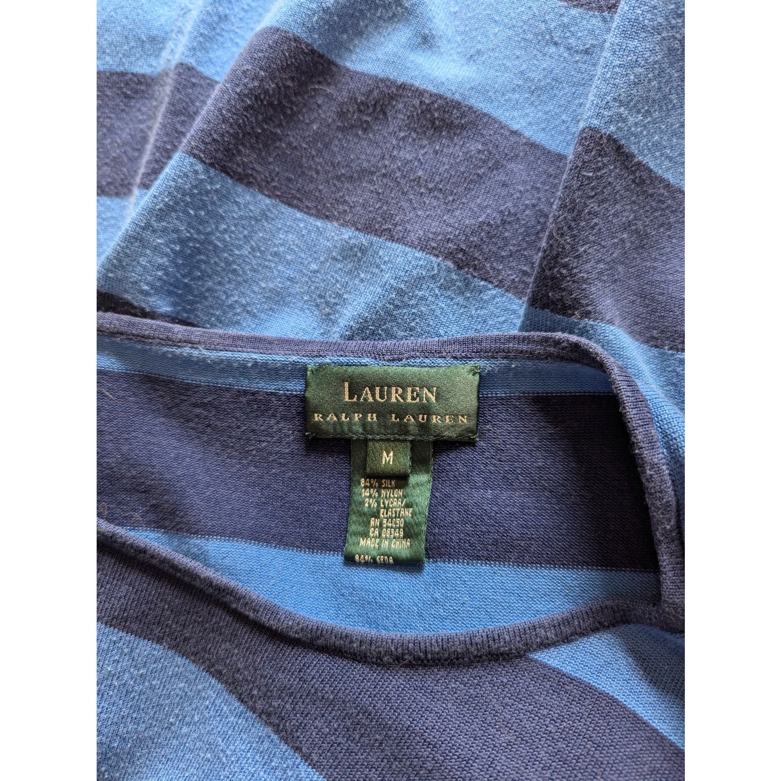 Lauren Ralph Lauren Y2K Lauren Ralph Lauren Silk Blue Striped Boat Neck Top Size M / US 6-8 / IT 42-44 - 4 Thumbnail