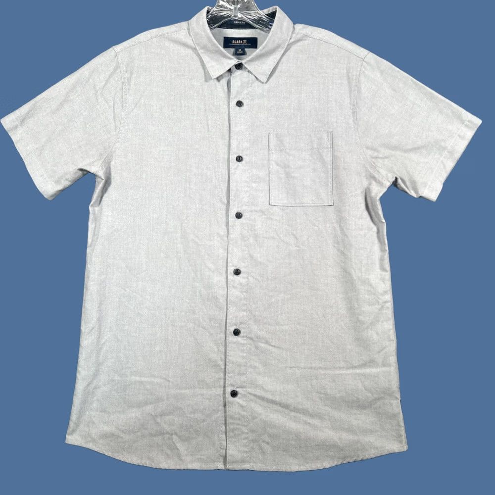 Roark ROARK Shirt Mens M Gray Classic Fit Button Up Casual Short Sleeve Organic Cotton Size US M / EU 48-50 / 2 - 1 Thumbnail
