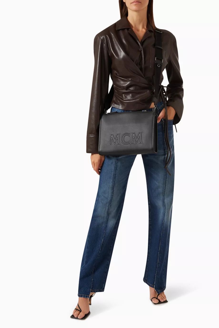 MCM o1mt1gz0125 Size: OS / Unisex Crossbody Large Pouch in Black Size ONE SIZE - 6 Thumbnail