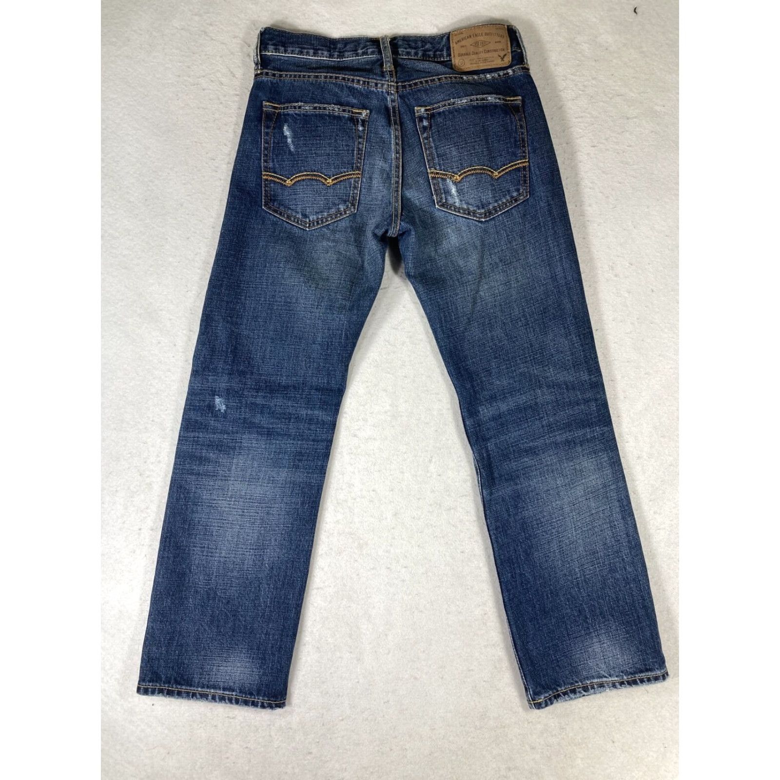 American Eagle Outfitters American Eagle Jeans Men 26x28 Blue Straight Fit Denim Casual Mid Rise Cotton 2010s Size US 26 / EU 42 - 2 Thumbnail