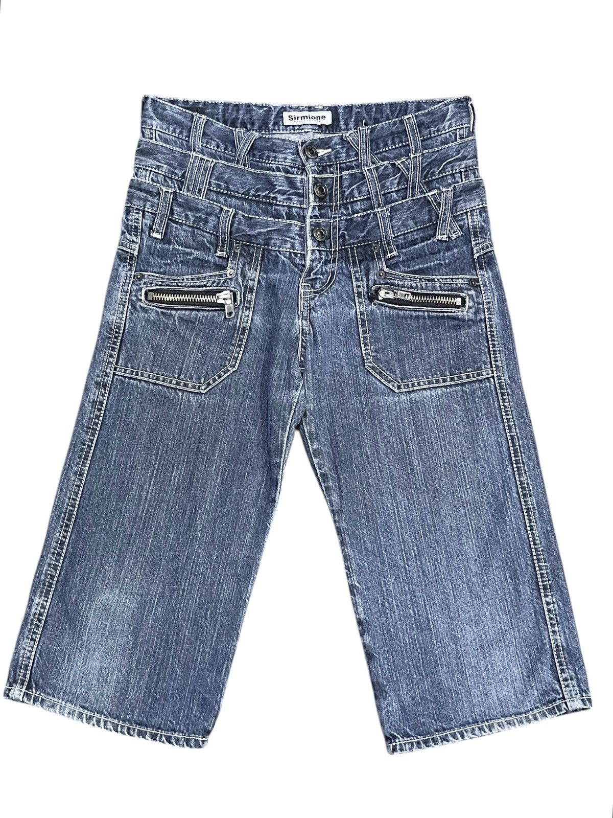 Designer 🔥SIRMIONE Designer Triple Waist Denim Shorts Avant Garde Size US 26 / EU 42 - 1 Thumbnail
