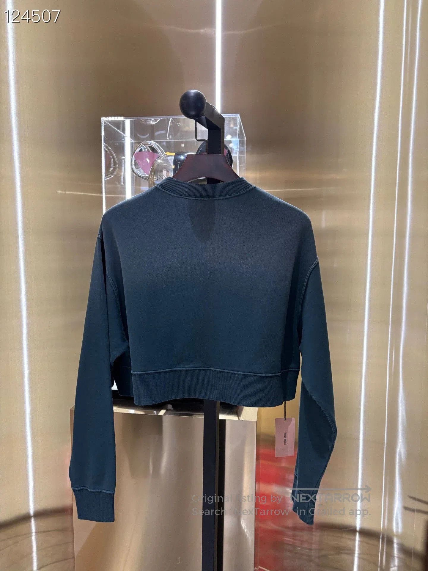 Miu Miu Miumiu Women's Logo Print Cropped Sweatshirt. Size S / US 4 / IT 40 - 2 Thumbnail