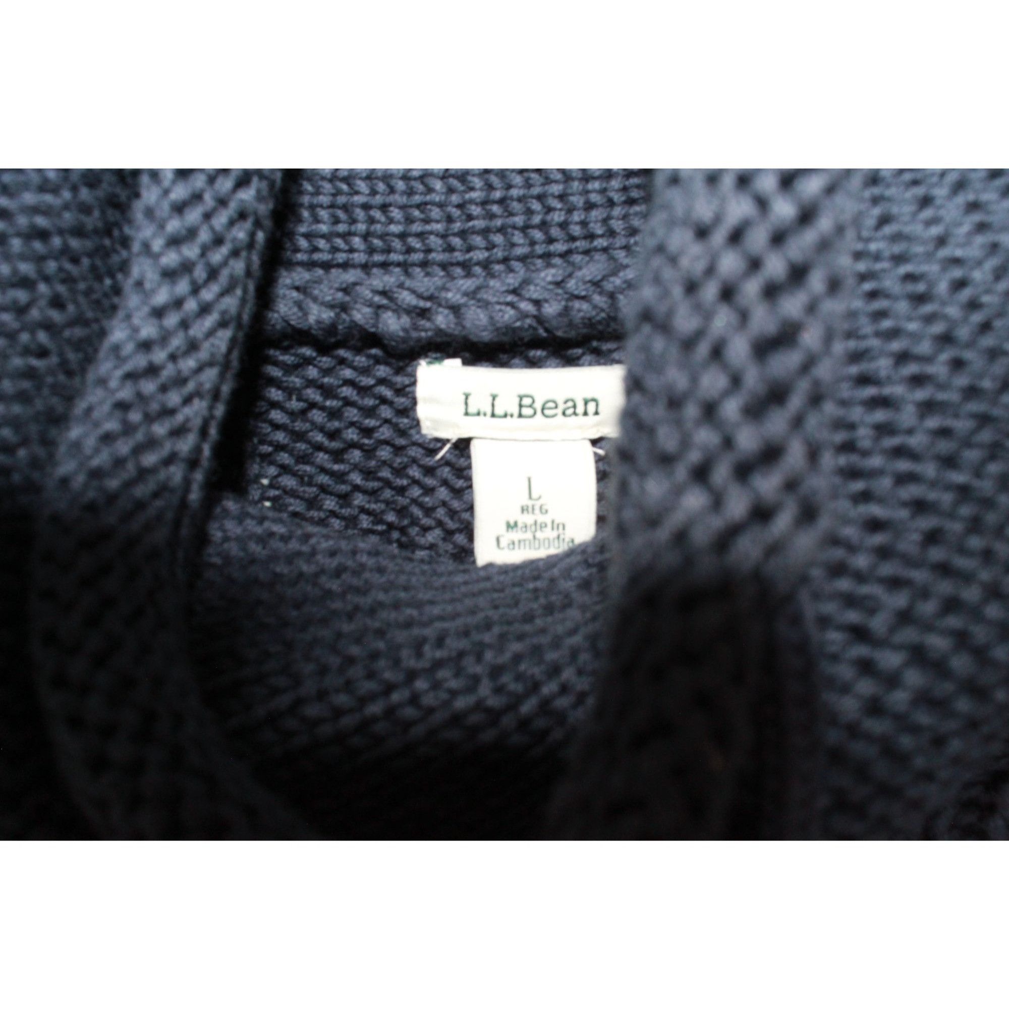 L.L. Bean LL Bean Women’s Double L Navy Cable Funnelneck Sweater Size L / US 10 / IT 46 - 3 Thumbnail