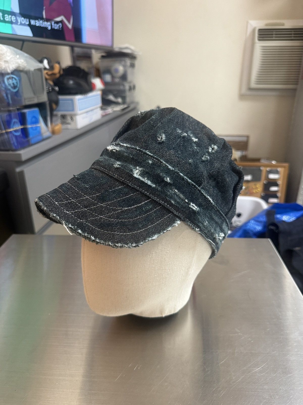 Vintage Vintage Distressed Denim Simplistic Work Shop Fle Cap Hat Size ONE SIZE - 2 Thumbnail