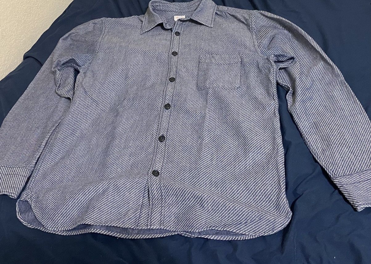 Momotaro Jeans Momotaro indigo dobby stripe work shirt Size US L / EU 52-54 / 3 - 3 Thumbnail