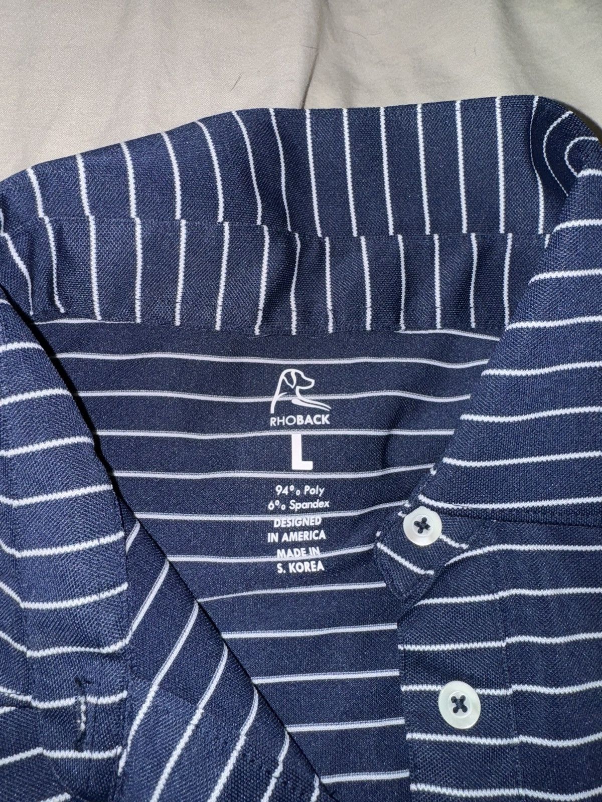 Other RHOBACK Womens Size Large Polo Blue with White Stripes Size M / US 6-8 / IT 42-44 - 3 Thumbnail