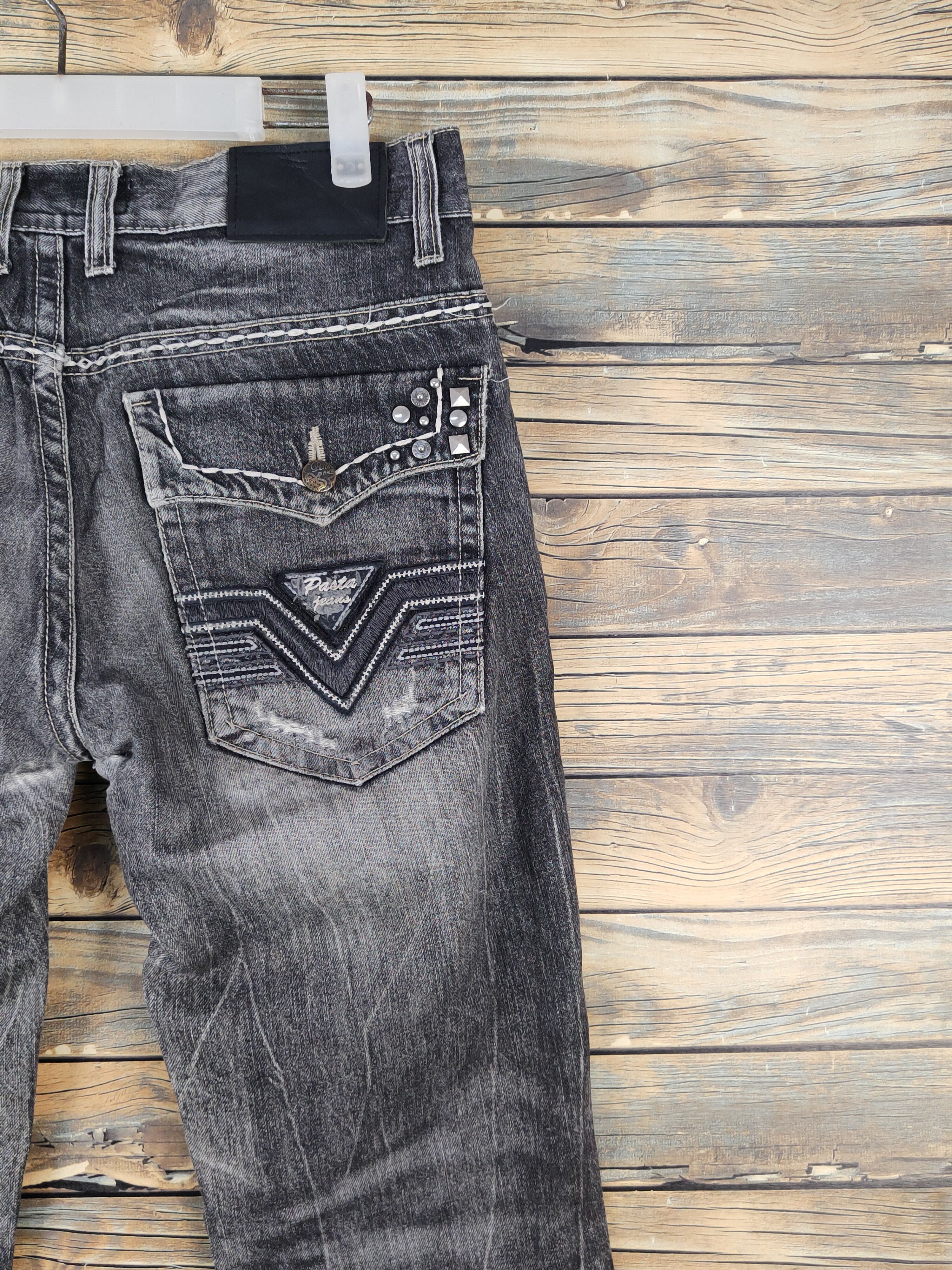 Japanese Brand Pasta Denim Black Distressed Ripped Jeans #W1415 Size US 31 - 15 Thumbnail