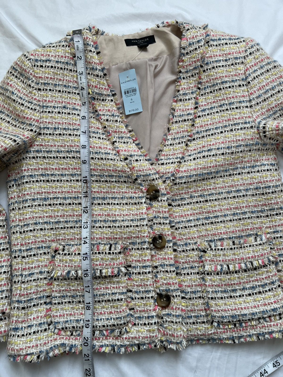Ann Taylor Ann Taylor Multi-Color Tweed Button-Front Blazer Size M / US 6-8 / IT 42-44 - 9 Thumbnail