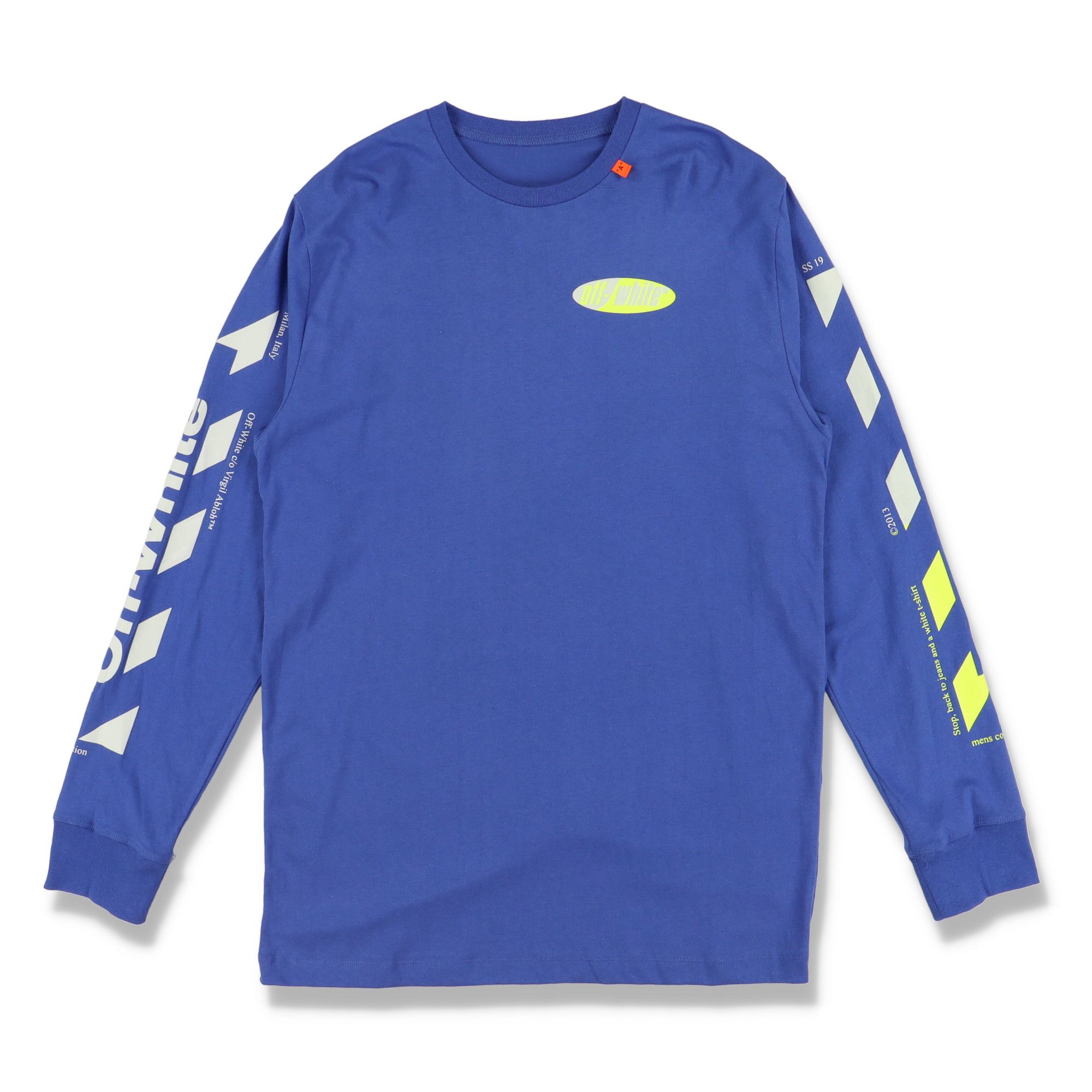 Off-White Blue Diag Split Arrows Logo Long Sleeve T-Shirt Size US XL / EU 56 / 4 - 5 Thumbnail