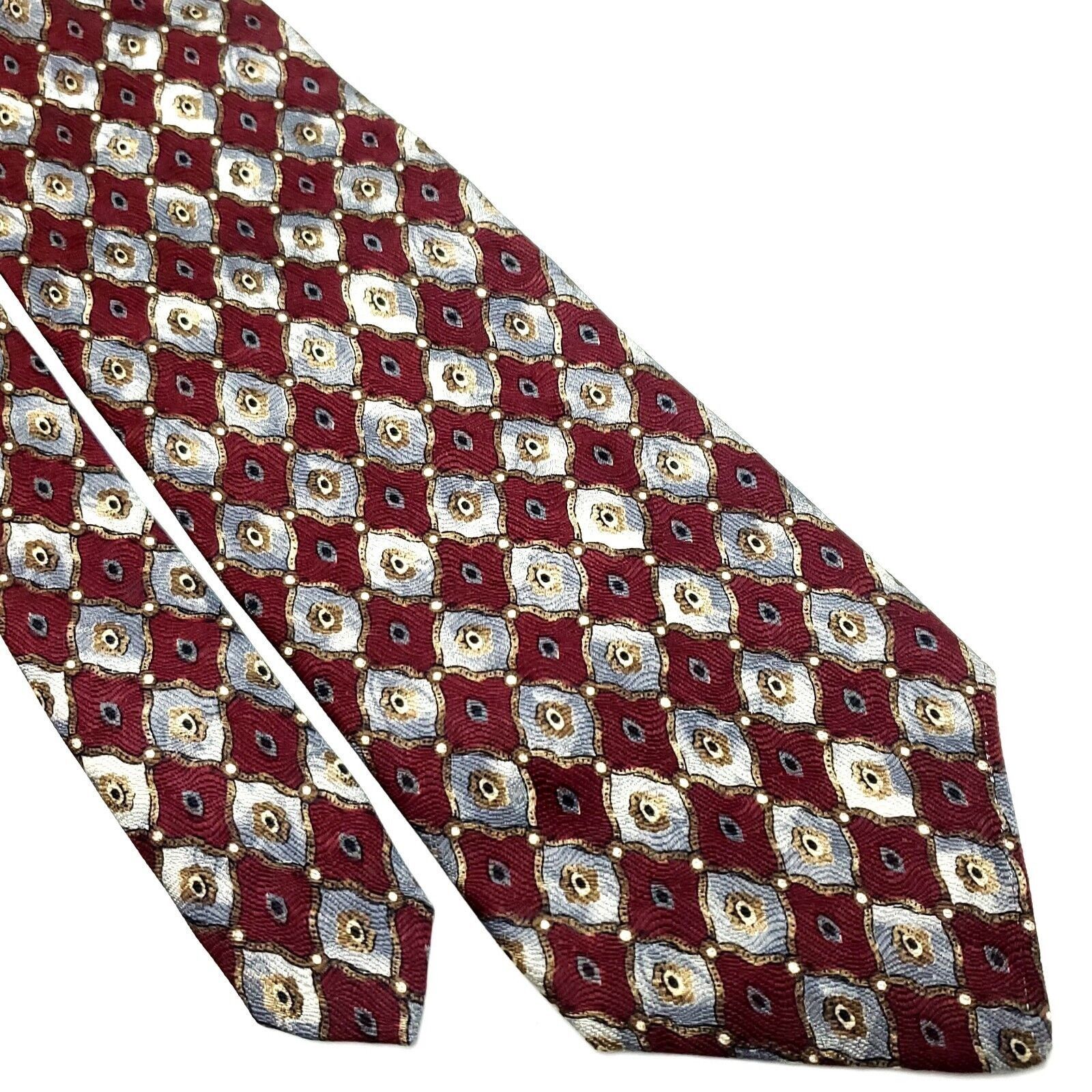 Vintage Geoffrey Been Silk Tie Red Print Geometric Wide Size ONE SIZE - 1 Thumbnail