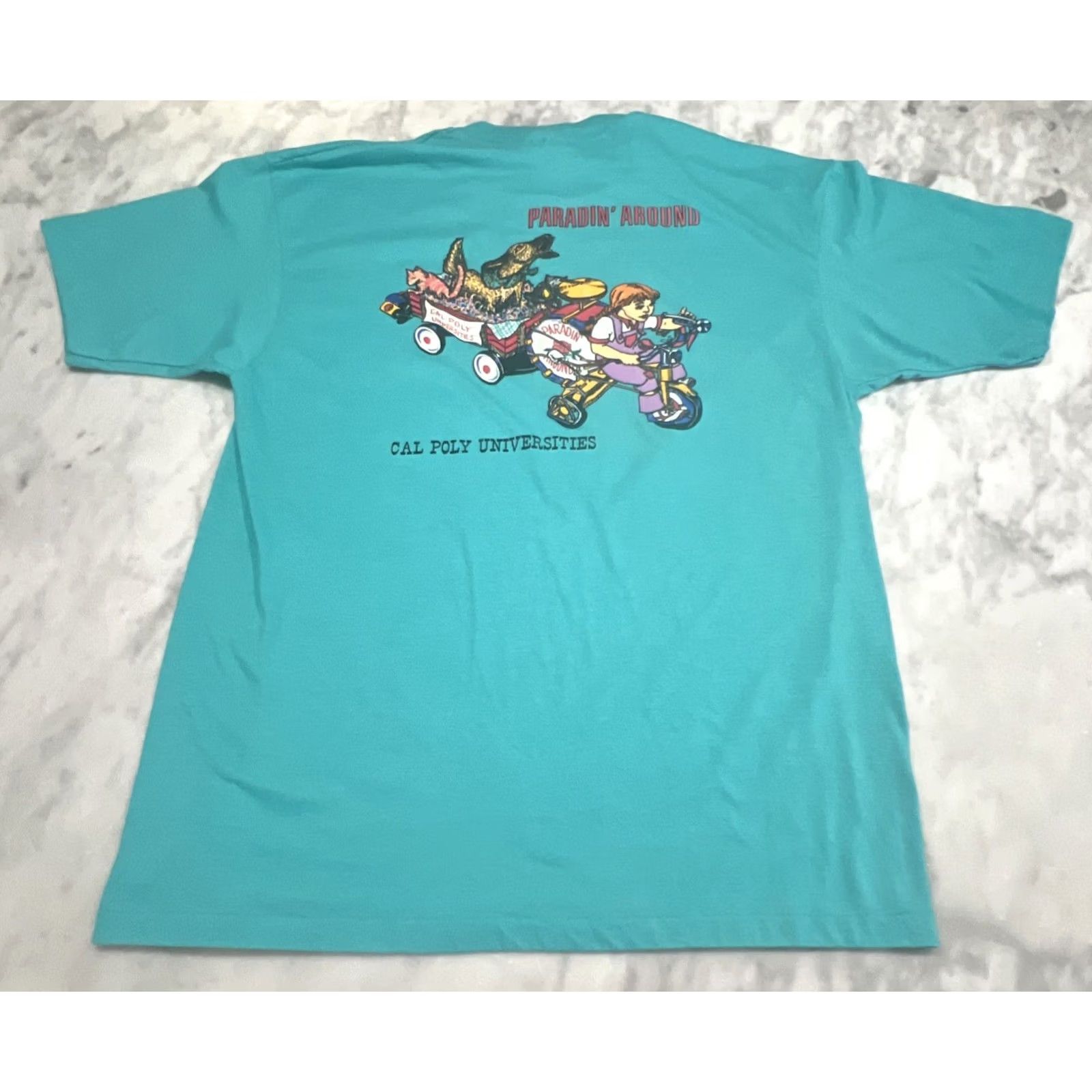 Hanes VINTAGE Cal Poly Rose Float Parade Club T Shirt XL Single Stitch Blue USA Shirt Mens Size US XL / EU 56 / 4 - 3 Thumbnail