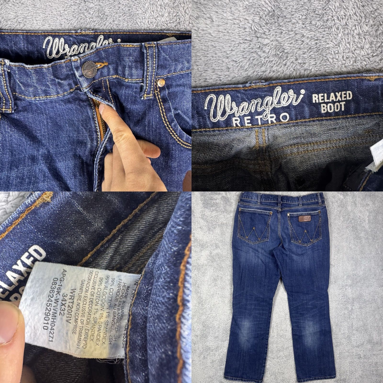 Wrangler Wrangler Retro Jeans Mens 34x32 Relaxed Boot Jeans Cowboy Western Denim Dark Blue 5-Pocket Mens Size US 34 / EU 50 - 8 Thumbnail