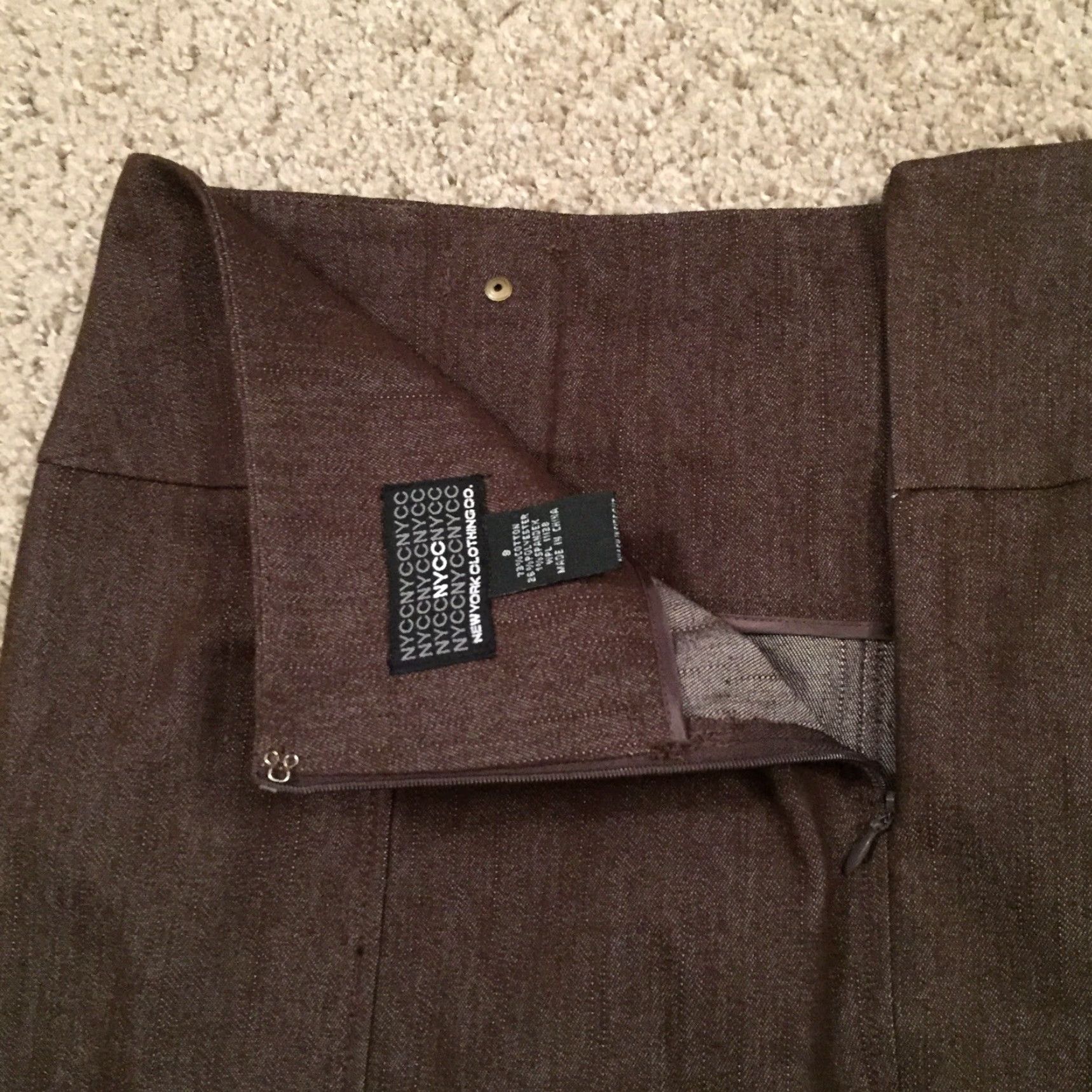 Vintage Nycc Skirt Women Knee Length Brown Cotton Blend Slit Pencil Size 8 Regular Unlined Vintage No Size 30" / US 8 / IT 44 - 7 Thumbnail