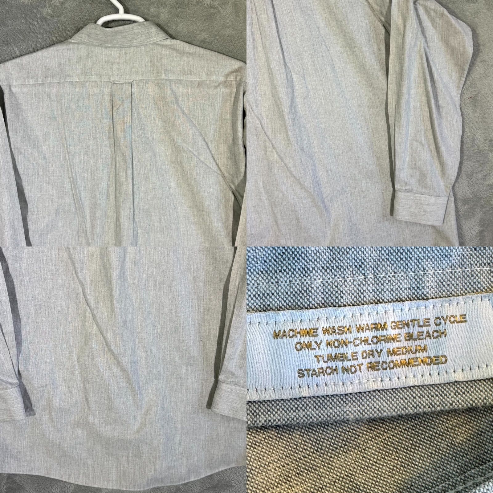 Vintage Gold Label Dress Shirt Blue 100% Cotton Long Sleeve 17×35 Men’s Formal Shirt Size 46R - 9 Thumbnail