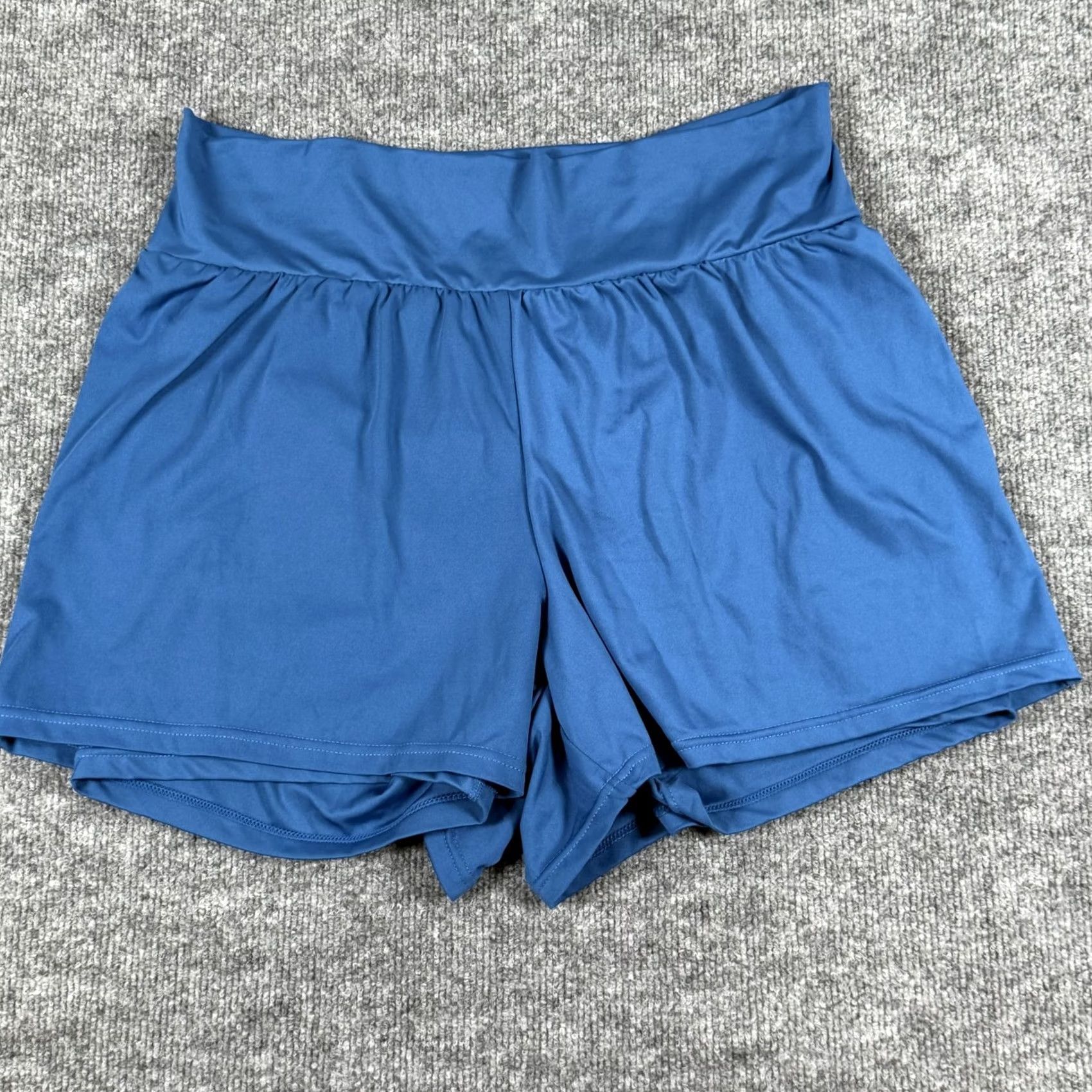 Vintage Rise by Lularoe Shorts Womens 1X High Rise Stretch Activewear Lounge Comfort Blue Solid 分析 Size 40" / US 18 - 2 Thumbnail