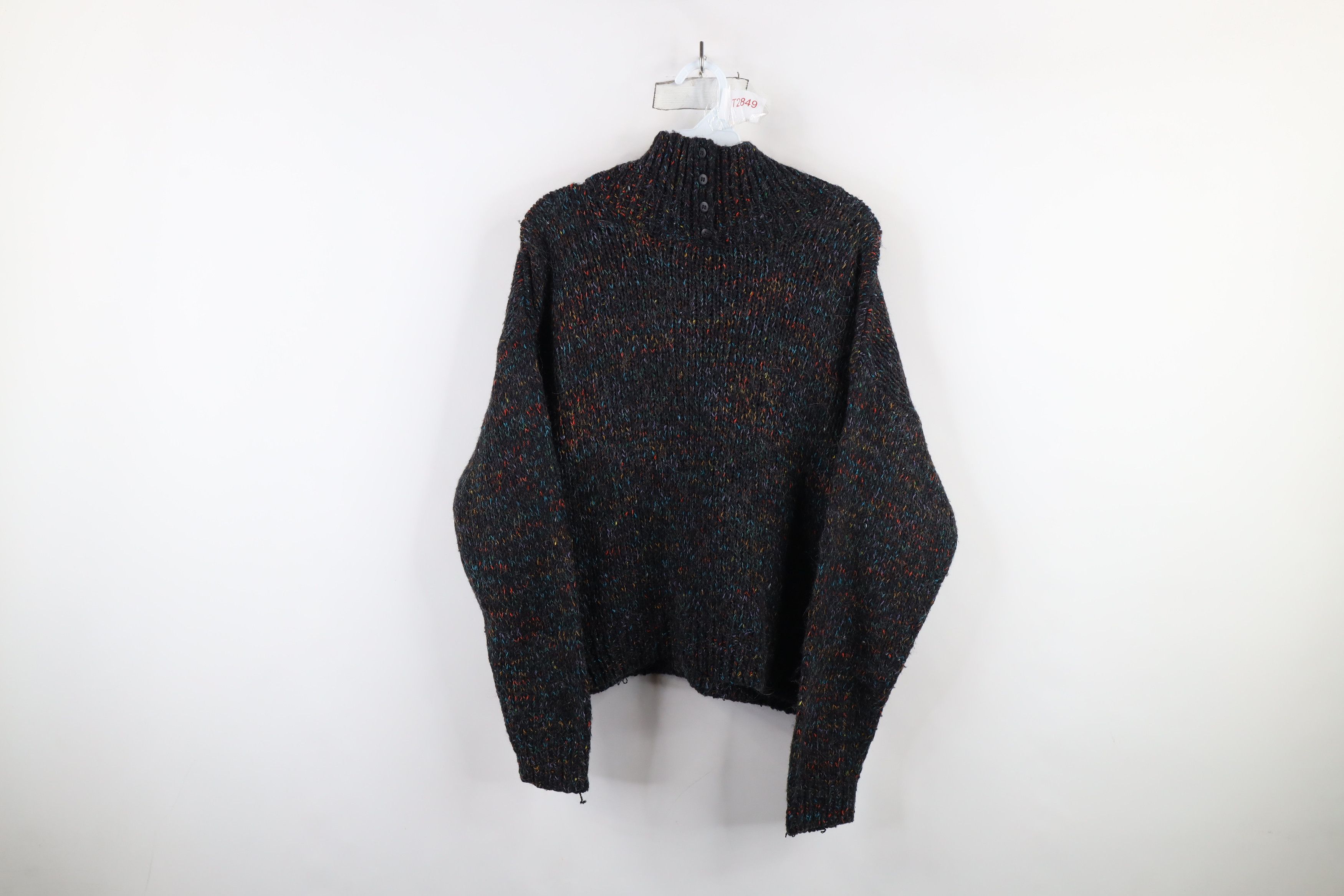 Vintage Vintage 90s Streetwear Knit Rainbow Fleck Collared Sweater Size L / US 10 / IT 46 - 1 Thumbnail