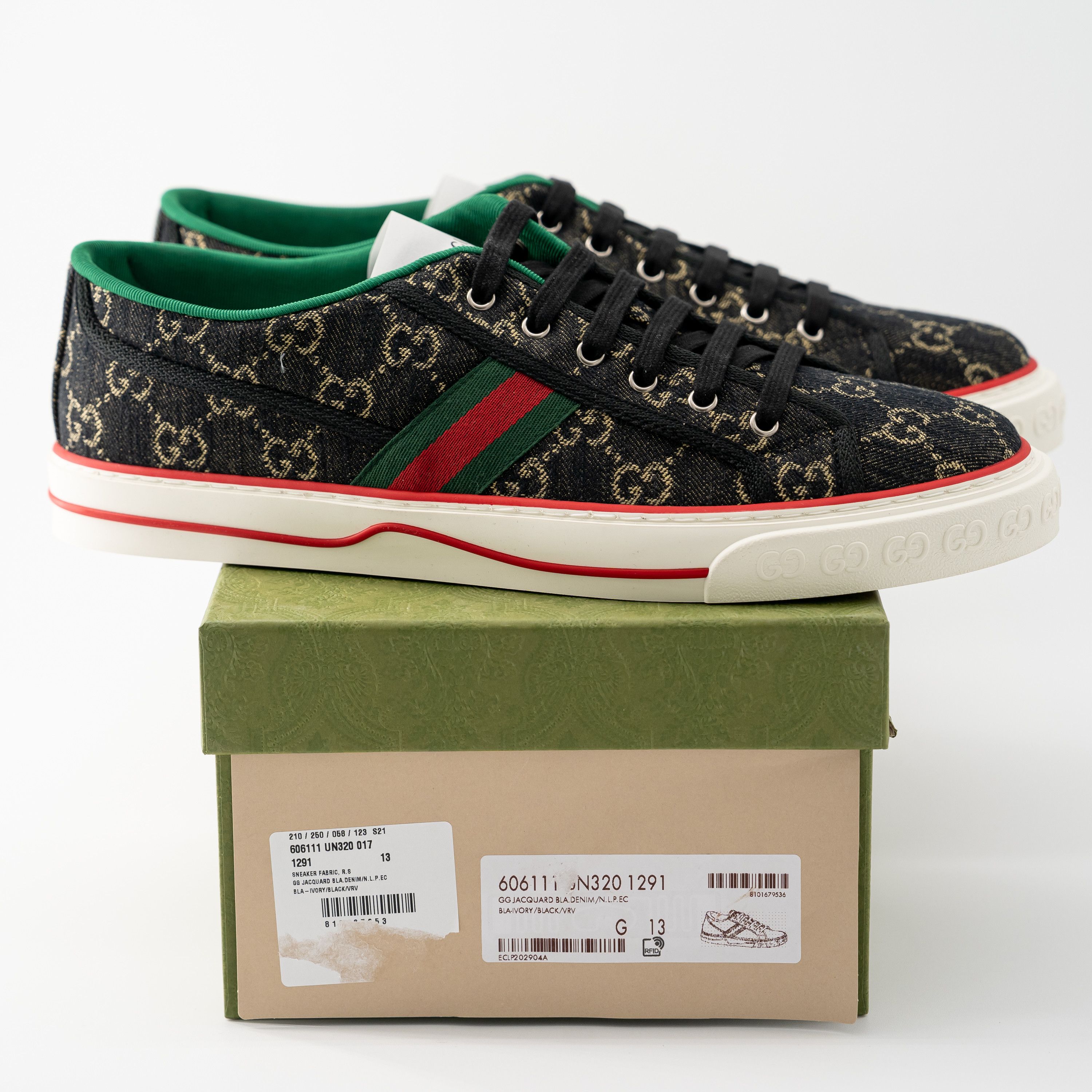 Gucci size 13G - Gucci Tennis Black Denim Sneakers GG print Size US 13 / EU 46 - 7 Thumbnail
