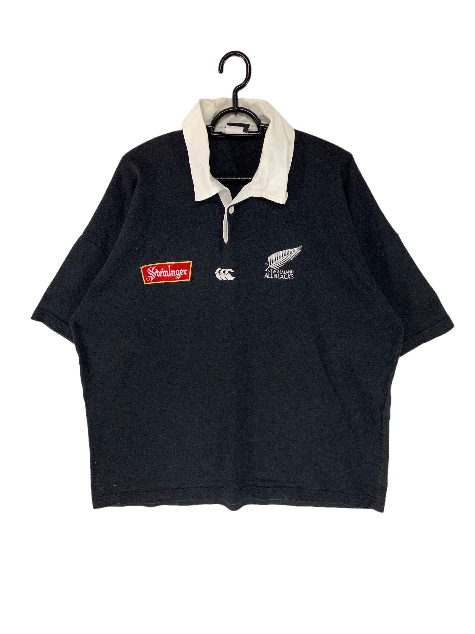 image of Canterbury Of New Zealand x Vintage 90's Canterbury All Blacks Steinlager Rugby Jersey (Size Large)