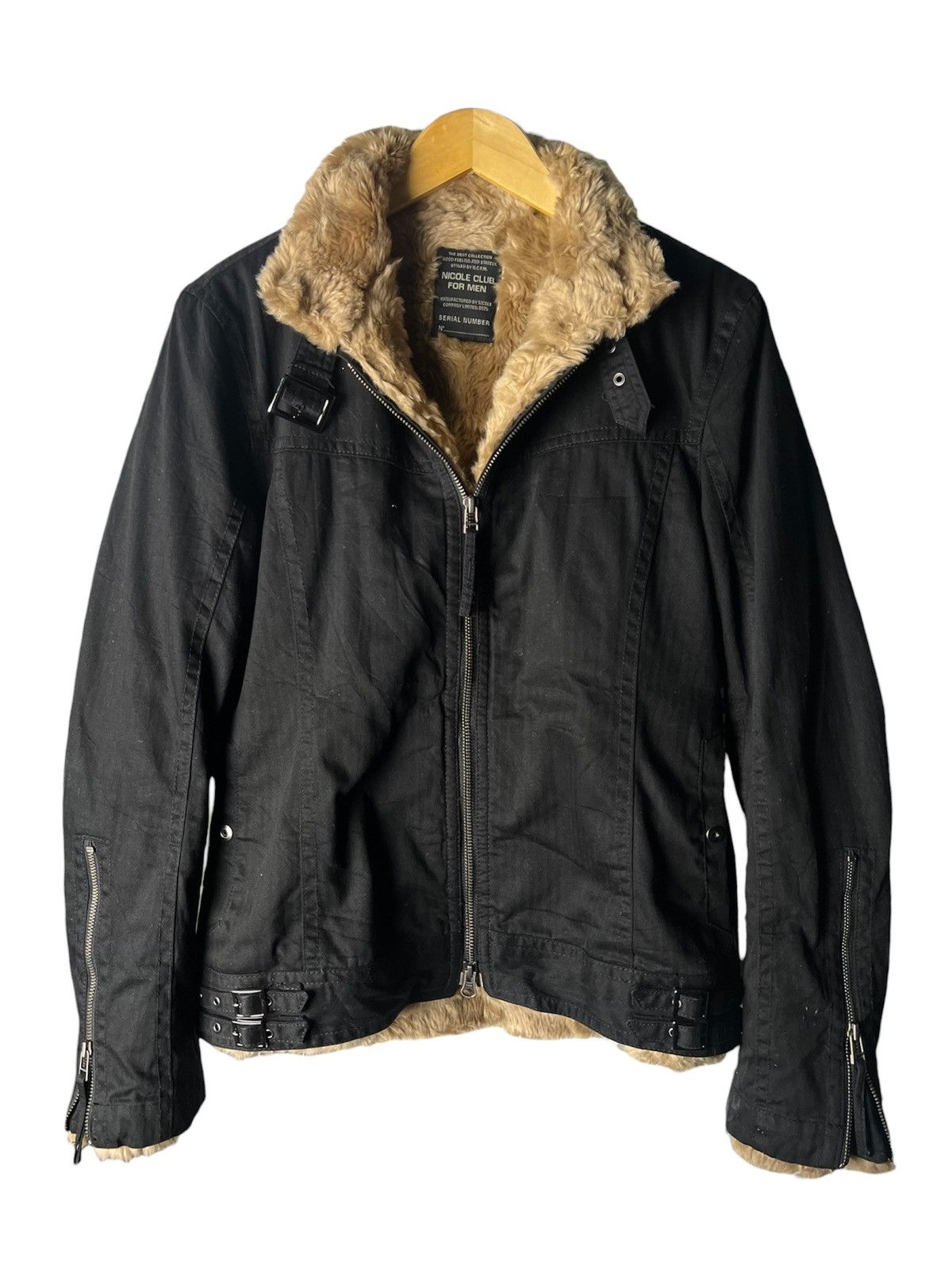 14th Addiction × GOSTAR DE FUGA Fuga Waxed Faux Fur Riders Jacket