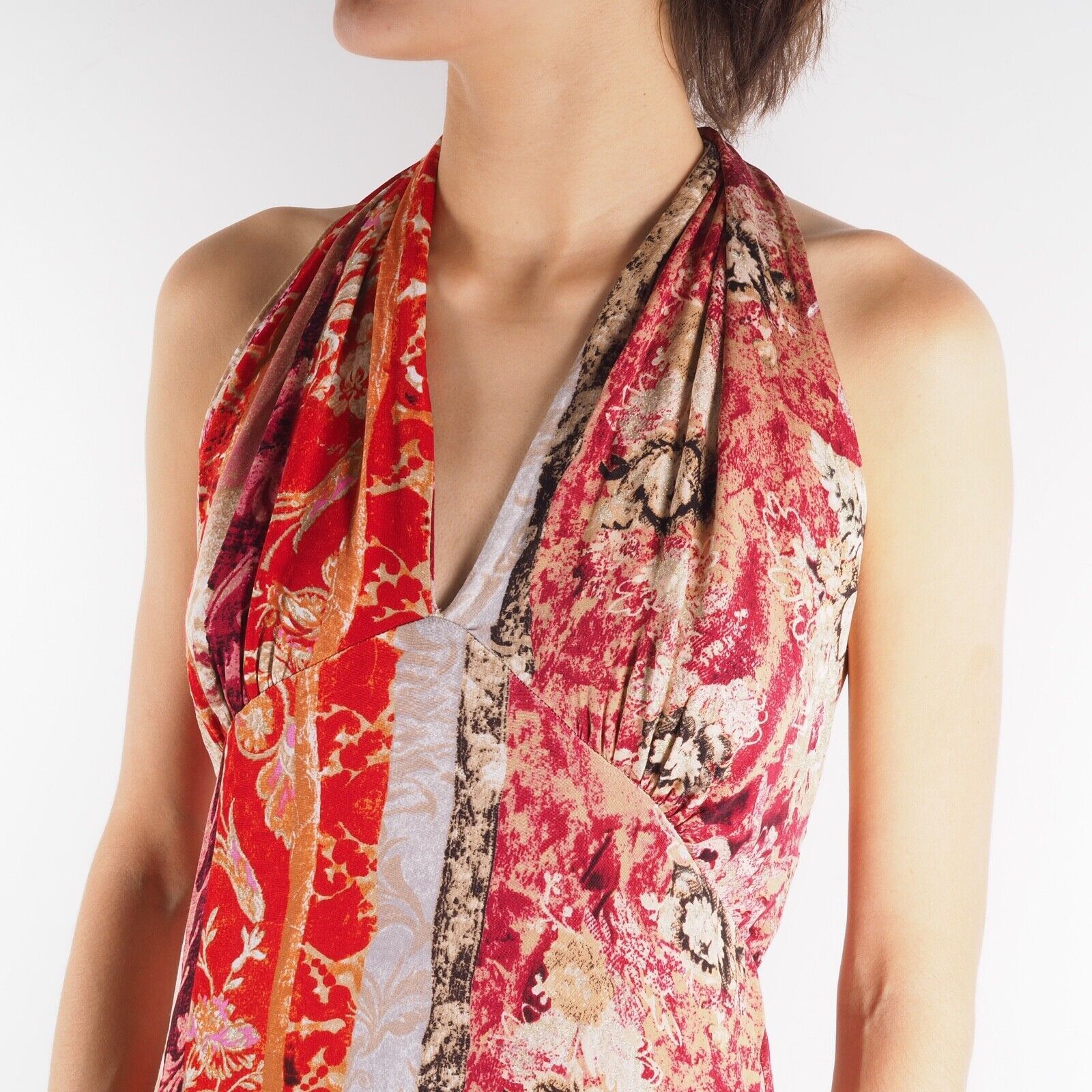 Roberto Cavalli Roberto Cavalli Vintage Floral Print Halter Midi Dress Size L / US 10 / IT 46 - 4 Thumbnail