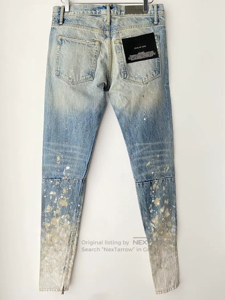 Fear of God Fear of God Blue ink-splashed short-leg zip jeans Size US 30 / EU 46 - 6 Thumbnail