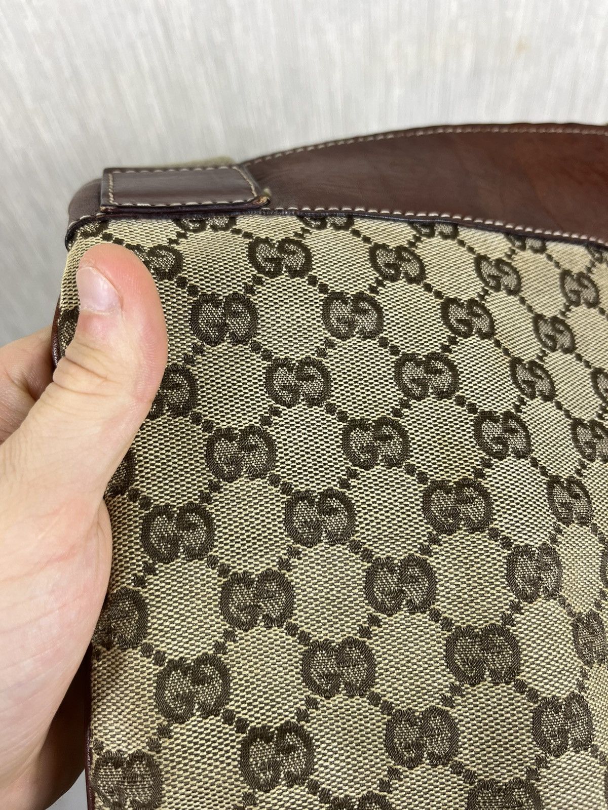Vintage rare Gucci vintage canvas messenger bag GG monogram leather Size ONE SIZE - 16 Thumbnail