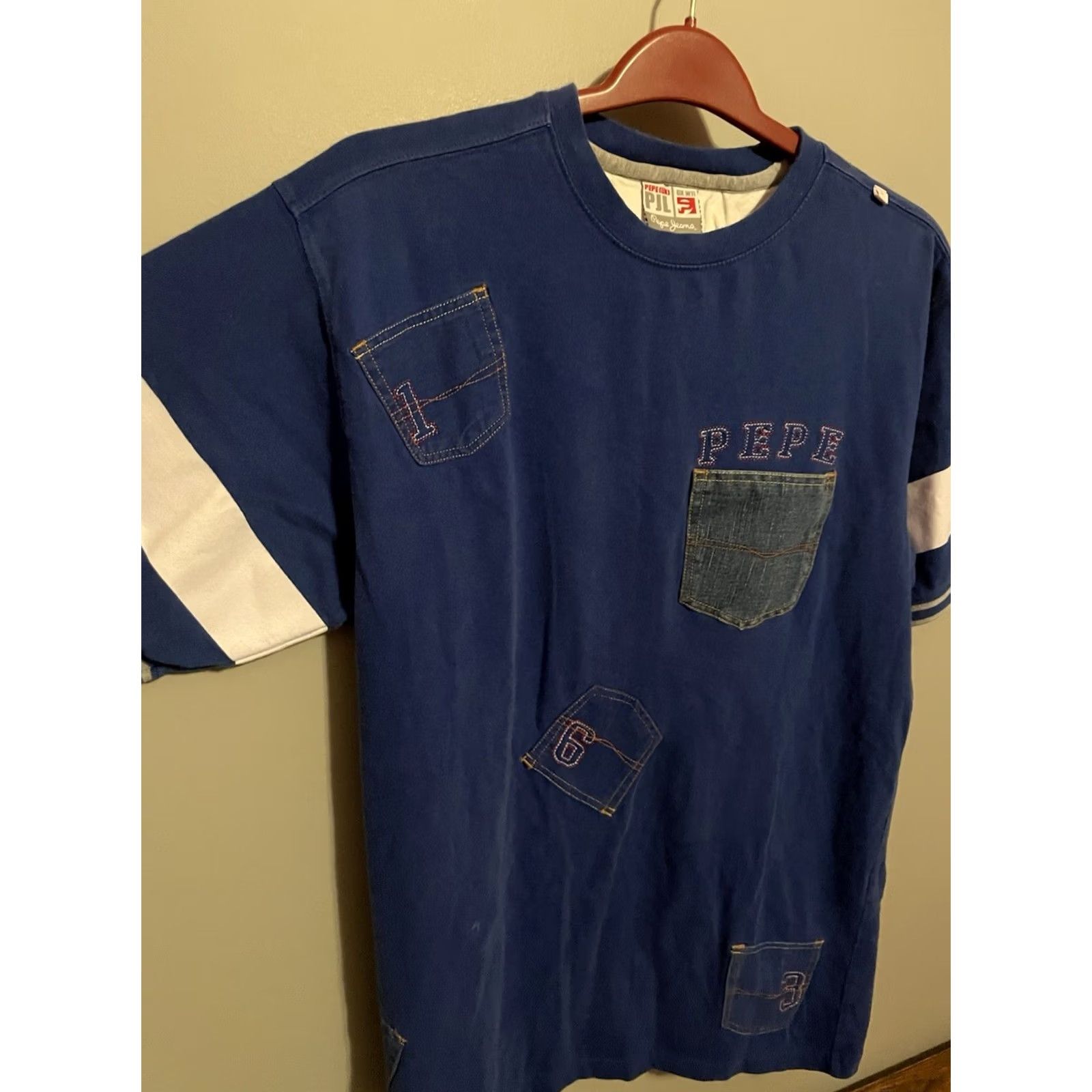 Pepe Jeans VINTAGE Pepe Jeans Shirt Mens L Blue Men Y2K Streetwear Spellout Pockets C343 Size US L / EU 52-54 / 3 - 2 Thumbnail
