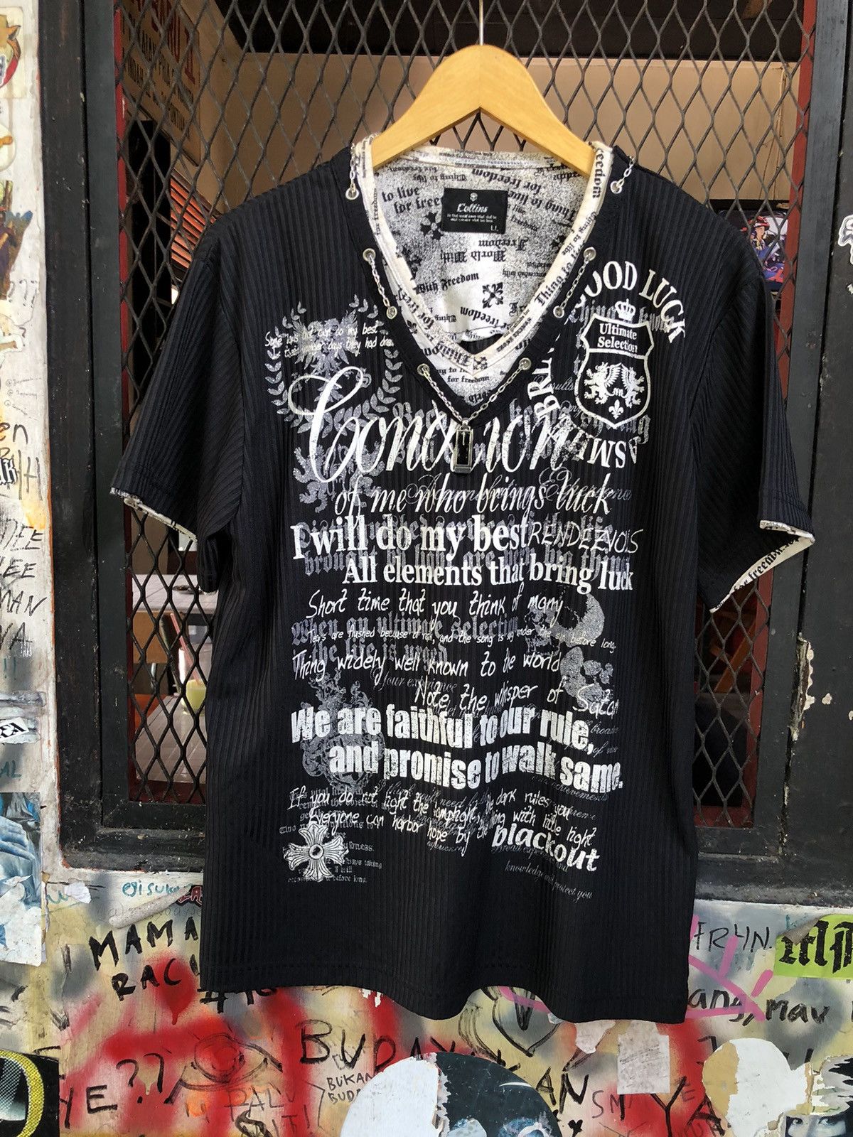 If Six Was Nine × Japanese Brand × Le Grande Bleu (L.G.B.) JAPANESE COLLINS POEM SHIRT PUNK STYLE Size US L / EU 52-54 / 3 - 1 Thumbnail