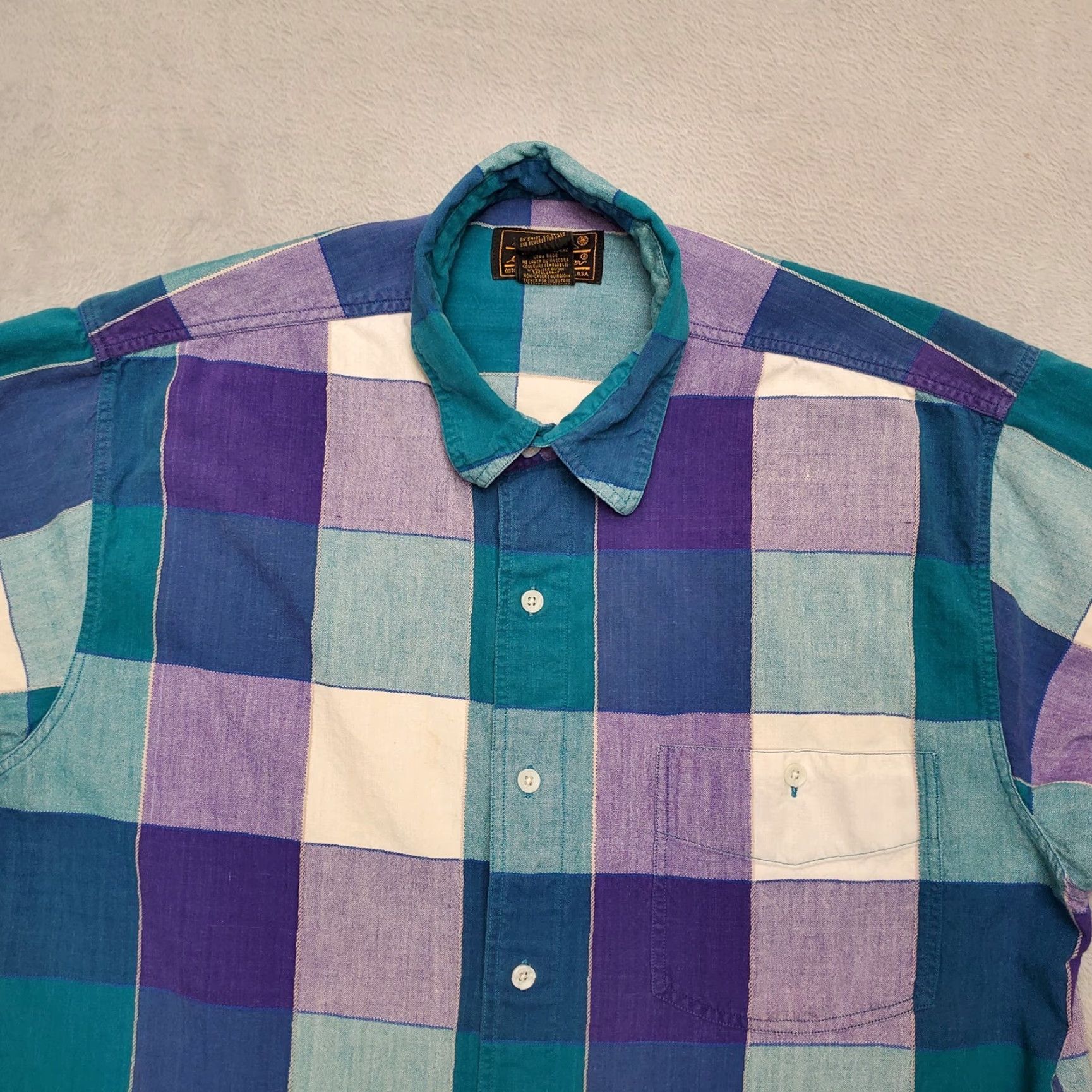 Eddie Bauer VINTAGE Eddie Bauer Shirt Men M Green Purple Buffalo Plaid Outdoor Casual Size US M / EU 48-50 / 2 - 2 Thumbnail