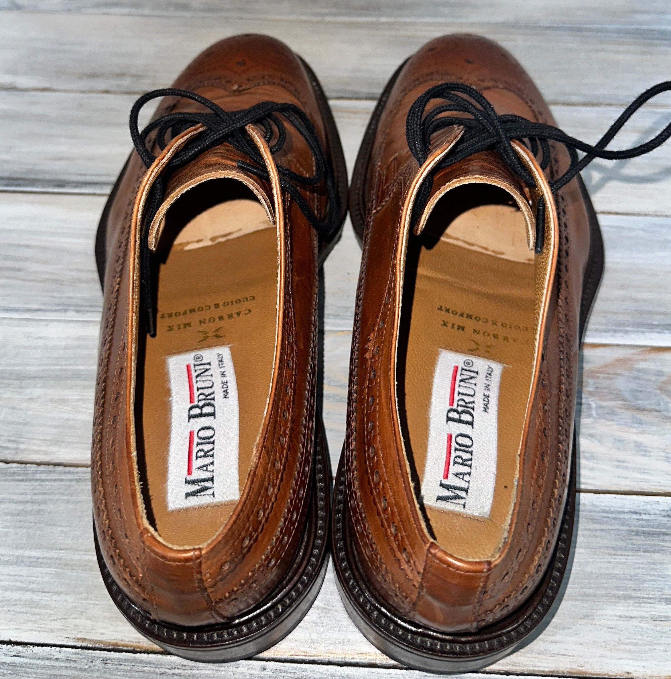 Leather Mario Bruni Brogue Men's Leather Shoes Made In Italy Luxury Size US 8 / EU 41 - 10 Thumbnail