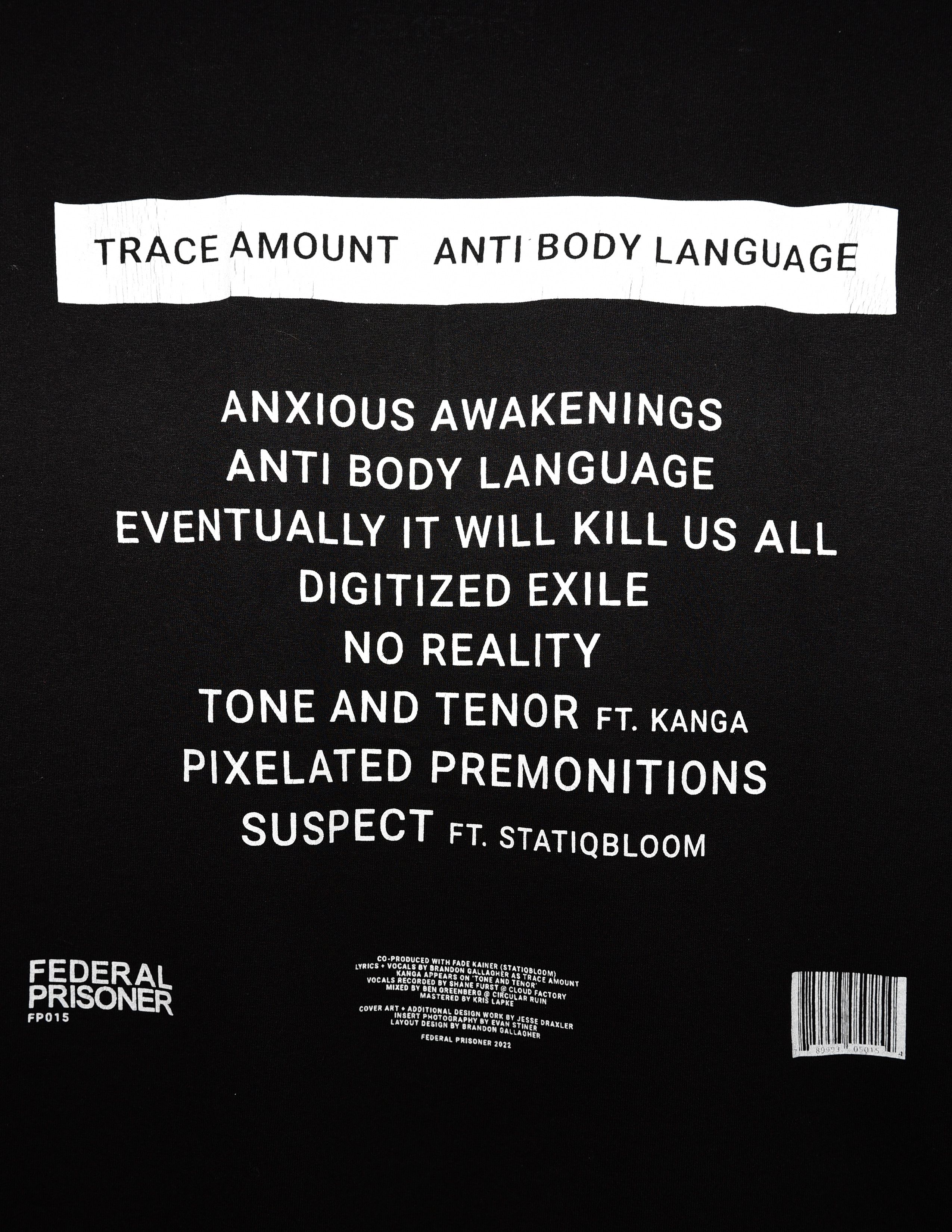 Band Tees Federal Prisoner Trace Amount/Anti Body Language Tee Size US XXL / EU 58 / 5 - 5 Thumbnail