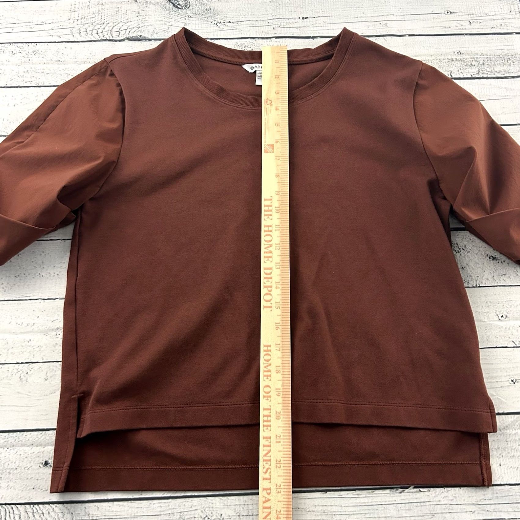 Athleta Athleta Harlow Hybrid T Short Rouched Sleeve Top Women's Small Brown Shirt Women S Brown Athleta Harlow Hybrid T Short Rouched Sleeve Top (S) Brown Size S / US 4 / IT 40 - 3 Thumbnail