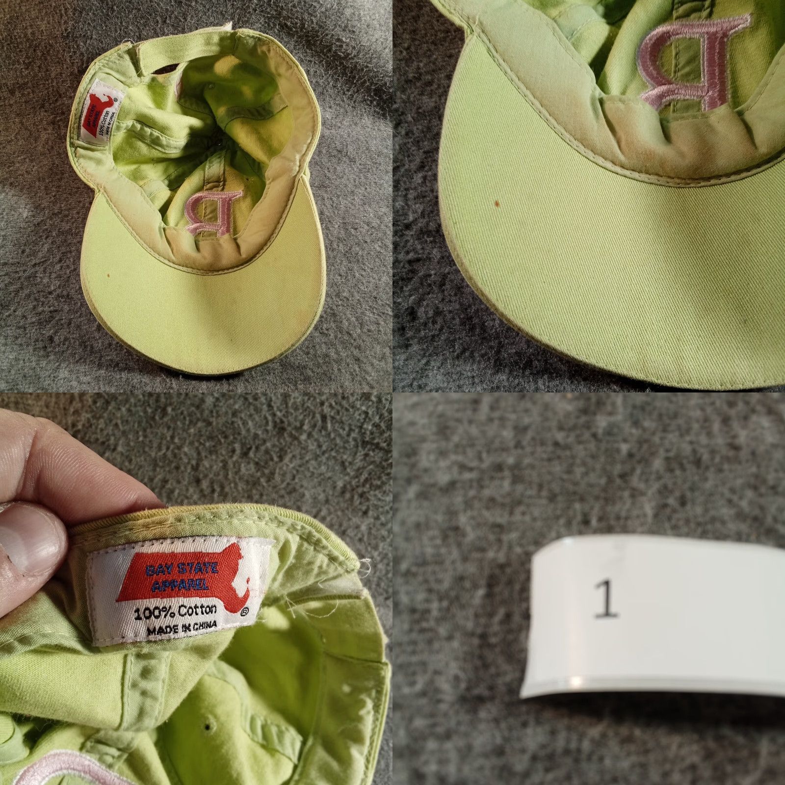 Spell VINTAGE Boston Hat Cap Strap Back Adjustable Womens Green Pink Logo Spell Out Script Size ONE SIZE - 8 Thumbnail