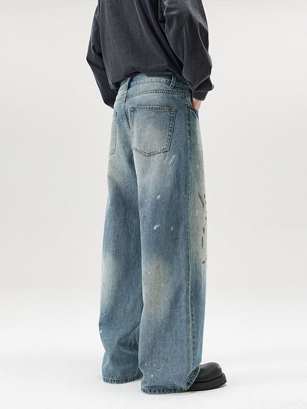 Vintage Men's American Retro Splatter Ink Wash Distressed Jeans Size US 32 / EU 48 - 2 Thumbnail