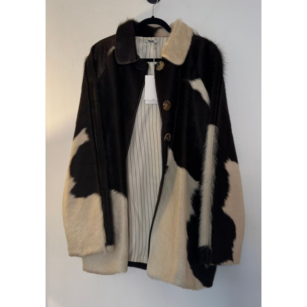 Bode Bode NWT Leather-Pony Hair Cow Print Coat Size US L / EU 52-54 / 3 - 7 Thumbnail