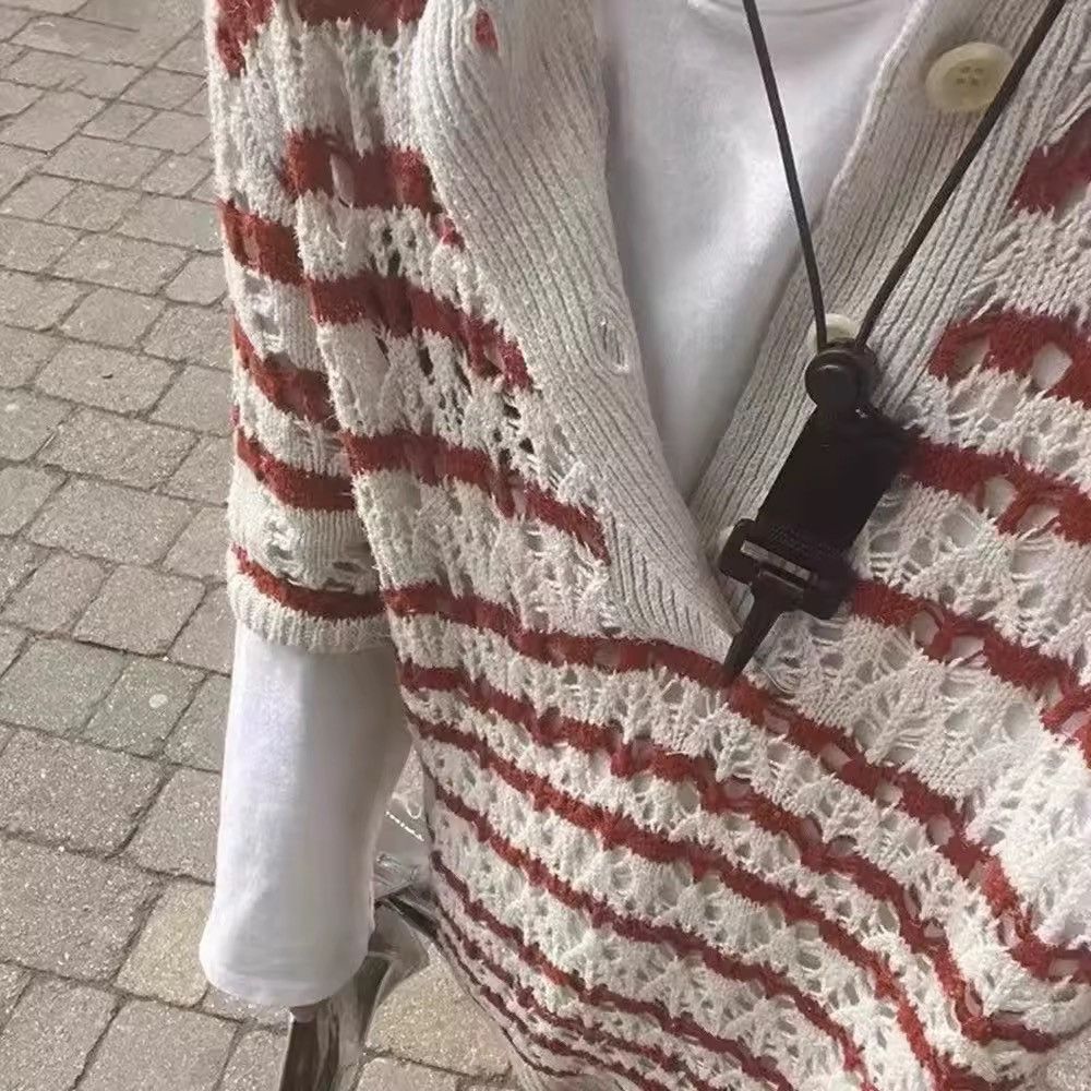 Vintage Knitted Striped Retro Vintage Style Casual Shirt Sweater Size US M / EU 48-50 / 2 - 5 Thumbnail